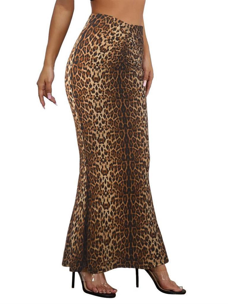 2024 Autumn/Winter Leopard Print Bodycon Mermaid Skirt