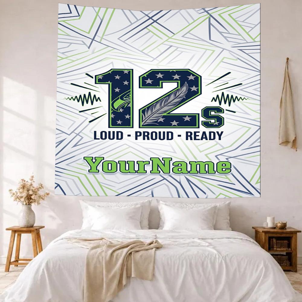 Seattle Seahawks Custom Your Name Wall Decor Tapestry Art For Pet Memorial Birthdaywedding Party Backdrop Family Gift