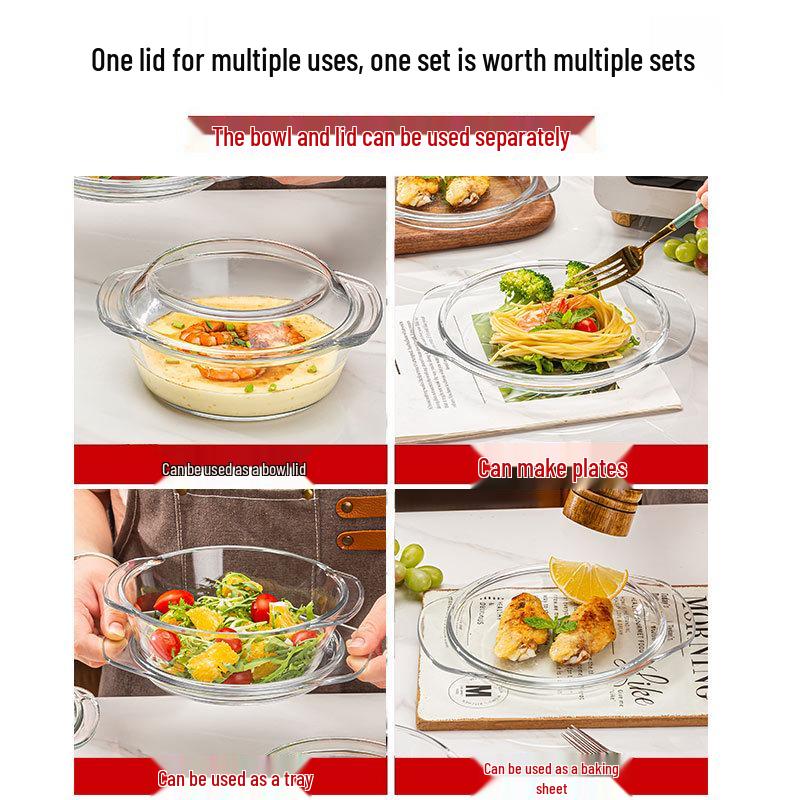 Heat-Resistant Glass Bowl with Lid for Microwave Cooking: Ideal for Rice, Baking, Soups, Instant Noodles, and More.
