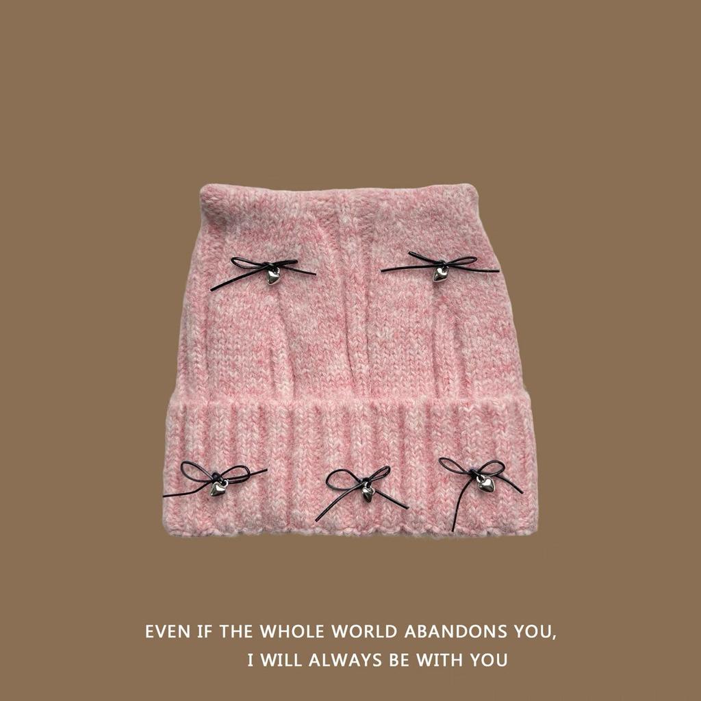 2025 Autumn/Winter Cat Ear Knit Hat - Warm & Versatile with Face-Flattering Bow Design