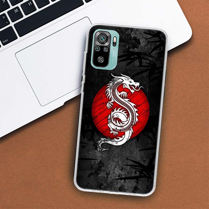 Japanische Dark Dragon Tattoo Telefon Fall Für Xiaomi Redmi Hinweis 10 Pro Max 10S 9 9S 9T 8 8T 11T 11S 11 5G 11E 7 6 5 4X Coque Abdeckung