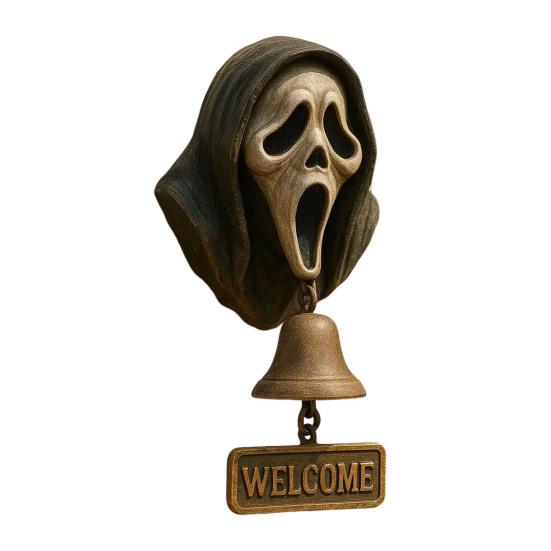 German Shepherd Welcome Bell Wall-Mounted Screaming Ghost Door Bell Retro Dog Door Bell with Welcome Sign for Front Porch Garden Door