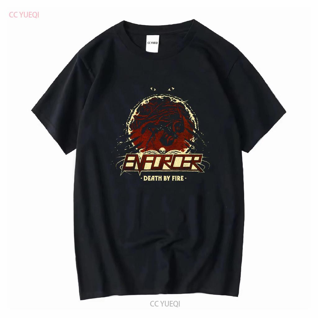 ENFORCER DEATH BY FIRE NEW BLACK T SHIRT long or short sleeves vintage Washed homme Soft Slightly Comfortable Casual Unisex