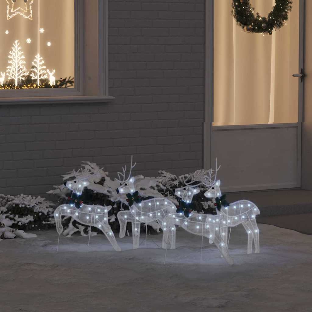 vidaXL LED Reindeer Set 4 pcs White Fabric