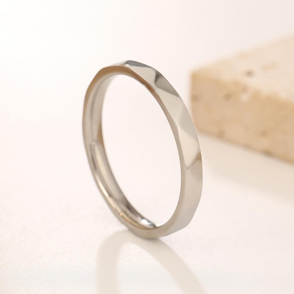 s/Stainlesss Steel Thin Ring Women Men Minimalist Trendy Multi-faceted Geometric Rings Couple Jewelry Wedding Gift 10