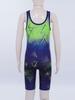 Boys Cycling Workout Bodysuit: U Neck Sleeveless Geometric Print Singlet for Wrestling Exercise Training
