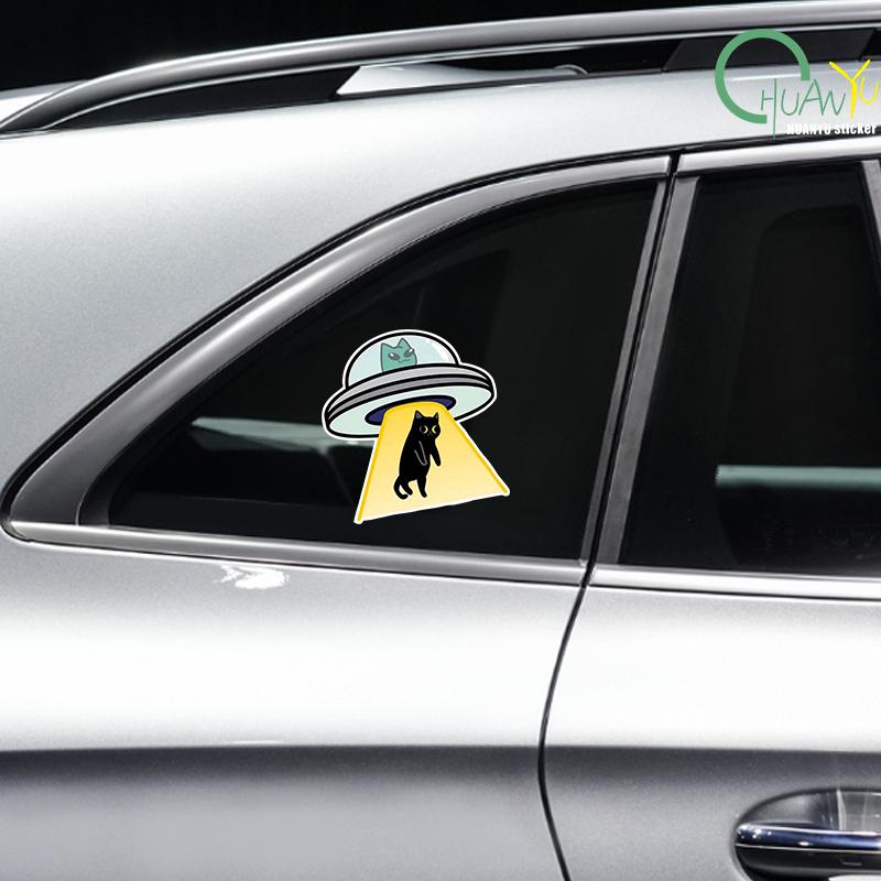 Cat UFO Creative Vinyl Waterproof Decal Sticker For Cars, Laptops, Walls Windows, Bumper