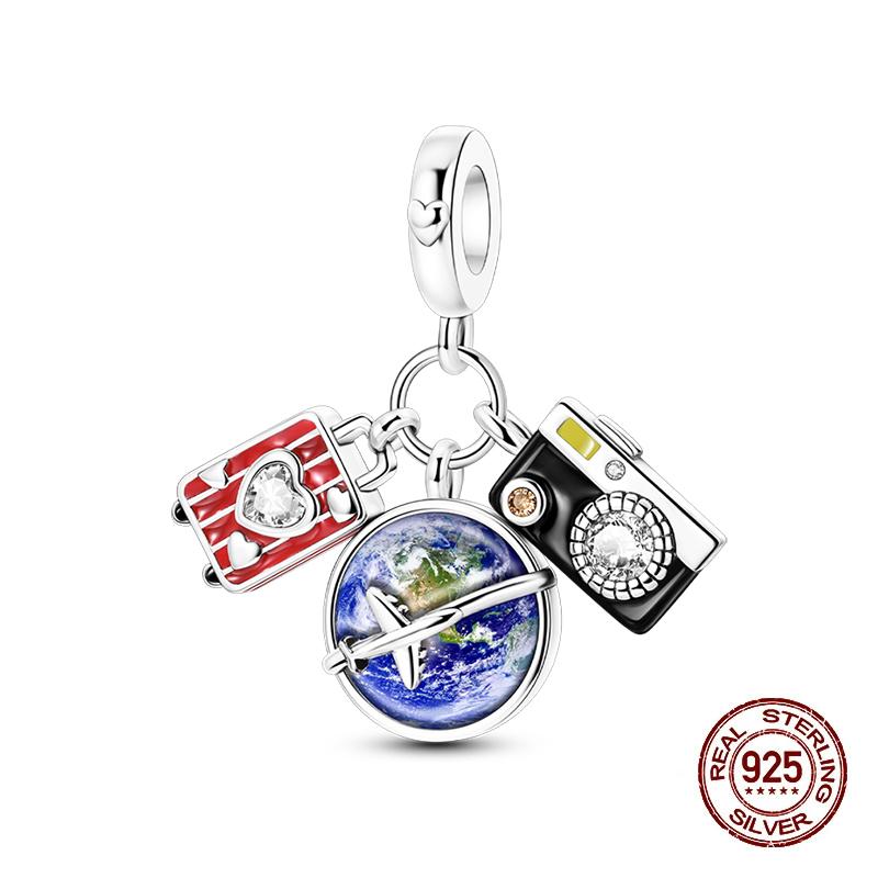 Klassischer Kupfer Eiffelturm Koffer Berühmte Sehenswürdigkeiten Charms Perlen Passend für 3mm Original Armbänder DIY Schmuck Geschenk