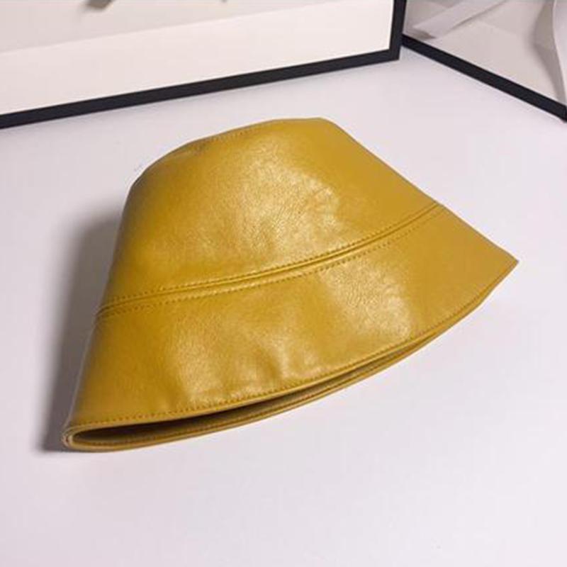 Faux Leather Bucket Hat Women Reversible Pu and Cotton Soild Sun Hat Fashion Autumn Waterproof Fisherman Hats
