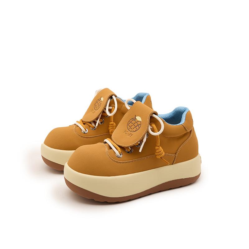 

New Women s Big Head Boots Thick-soled Height-increasing Casual Shoes Retro Cake-soled Short Boots 35 жовтий