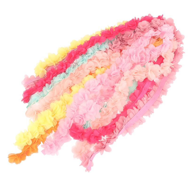 1 Yard 24 Flowers Chiffon Lace Patch Fabric Webbing Decoration Flower Gift Ribbons Diy Bridal Veil Shoes Wedding Clothes Crafts