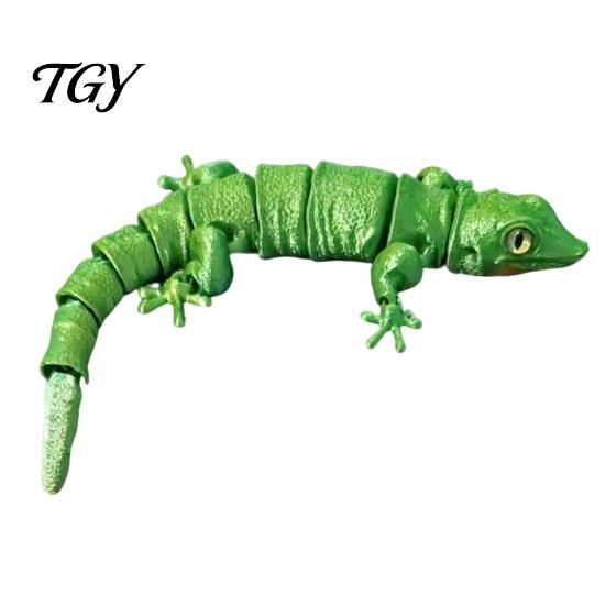 Realistic Gecko Decoration 3D Printed Articulated Figurine, Reptile Ornament with Movable Joints, Cute Posable Model Lizard Animal Figure for