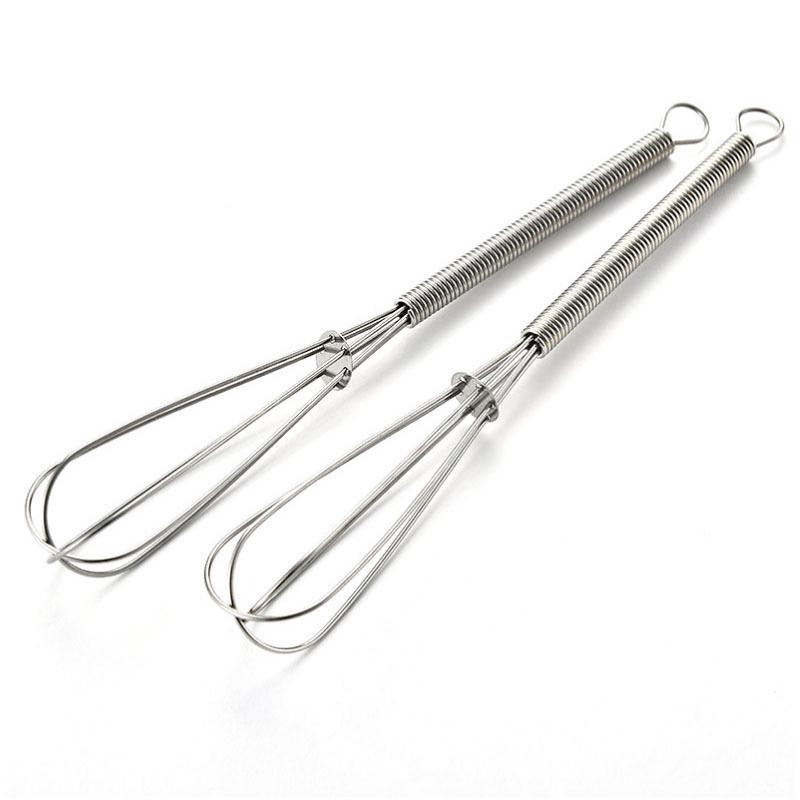 430 Stainless Steel Mini Whisk with Spring Handle - Small Egg Beater and Cream Whipper.