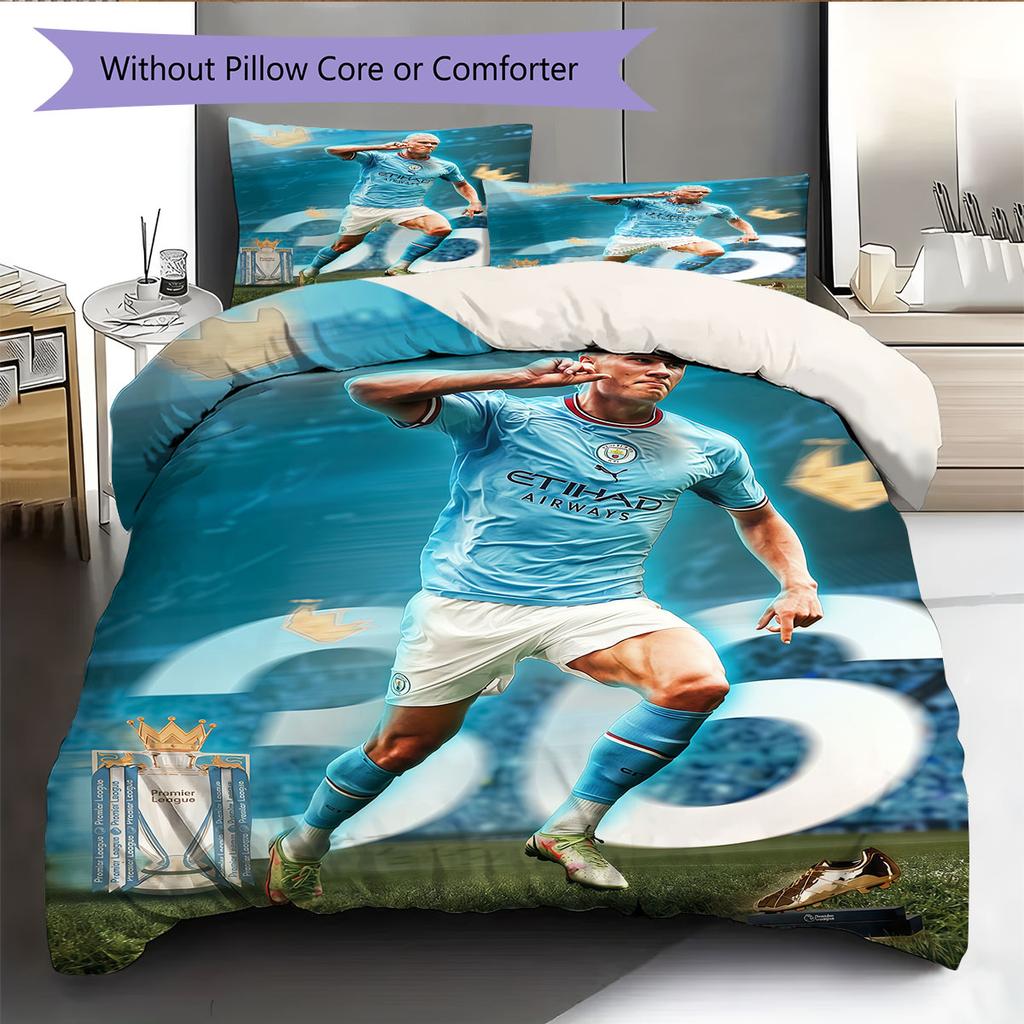 Erling Haaland Set Copripiumino Matrimoniale Coperta Federe Decorazione Casa Regalo di Compleanno (1 * copripiumino + 2 * federa, senza nucleo)