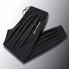 Men's High-End Elastic Ice Silk Sports Pants - Summer Breathable, Quick-Drying, Loose Straight Leg, Plus Size, Long Running Pants