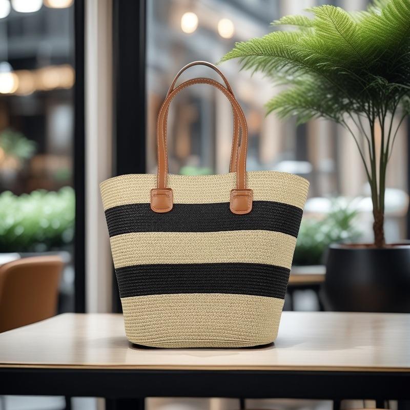 Strohtasche Damen Sommerwind neu Strand Meerseite Outdoor Urlaub Großraum Schultertasche