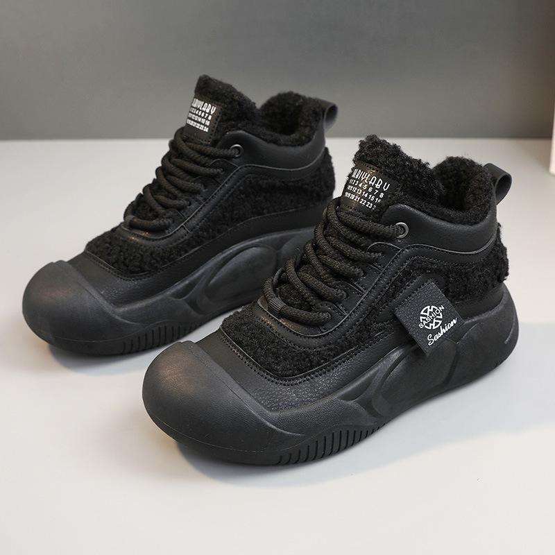 Autumn and winter lamb wool fashion short boots British style muffin thick-soled non-slip Martin boots soft-soled velvet warm women's cotton boots