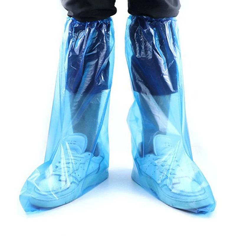 20/30pcs Disposable Waterproof Shoe Covers Lengthened & Thick Plastic Transparent Foot Protectors For Outdoor Hiking & Travel