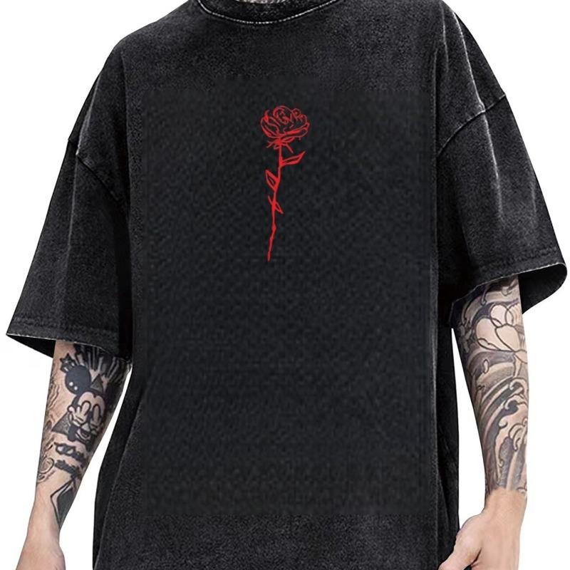 Washed Men'S Vintage Graphic T-Shirt Streetwear Tee All Season Casual for Everyday Urban Style Distressed Look Comfortable Fit Loose Fit Top Fashion
