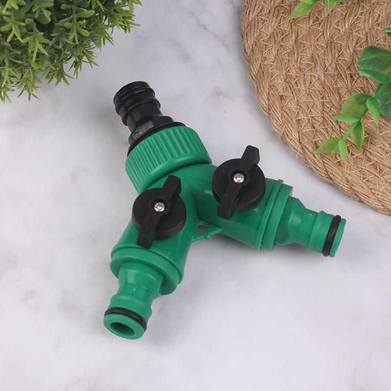 2 Way Garden Water Pipe Connectors Pipe Adapter Y Shape Hose Splitter Valve Three Way Plastic Valve With Switch
