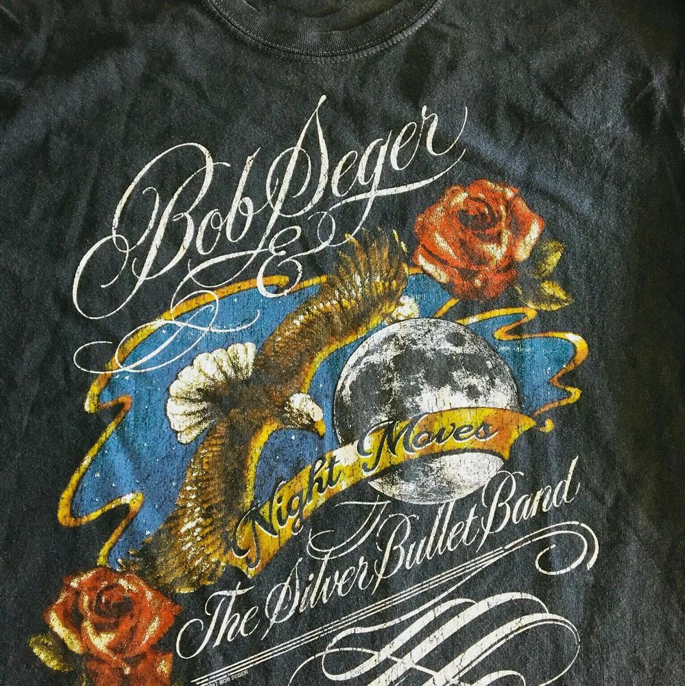 Vintage 90s Band and Bob Seger Shirt Short Sleeve Black BL107 Unisex T-Shirt L 1900₽
