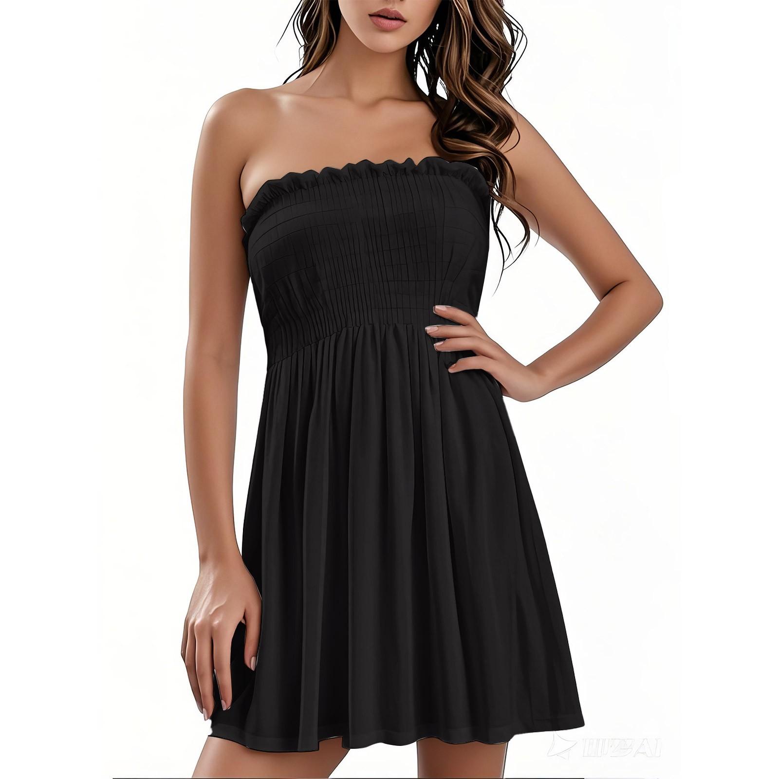 

Модное женское повседневное платье-труба однотонного цвета без рукавов M чёрный