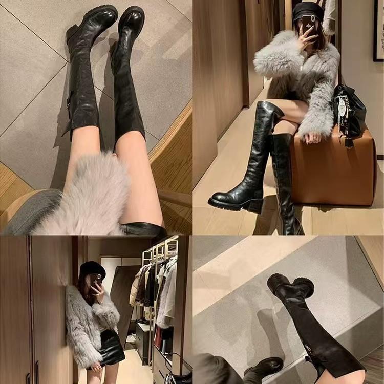 Retro thick-soled over-the-knee boots women's 2025 new thick-heeled heightened long boots look thin and wear high knight boots