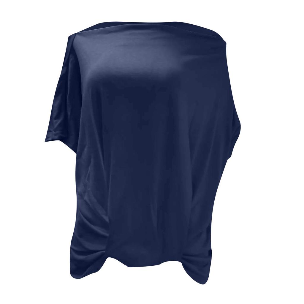 Women's Irregular One-Shoulder Solid Color Loose Short-Sleeved Top