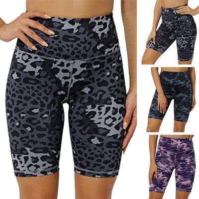 Pantaloncini da Yoga da Donna a Vita Alta con Stampa Mimetica Leopardata Pantaloncini Skinny Fascia Elastica in Vita Pantaloncini da Fitness Aderenti Pantaloni da Yoga