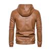 Autumn and Winter Men's Leather Jacket Leather Jacket Men's Hooded Slim Fit Motorcycle Casual Solid Color Jacket