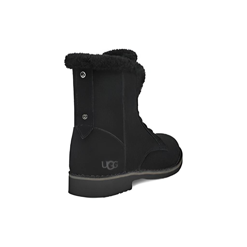 UGG Women's Quincy Ankle Boots Black Suede Lace Up Casual Winter Boots 1129810-BLK