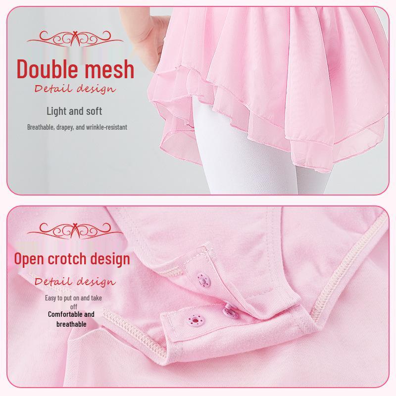 Girls' Summer Dancewear: Gymnastics Leotards, Ballet and Dancing Skirts, Short Sleeve Chinese Dance Costumes