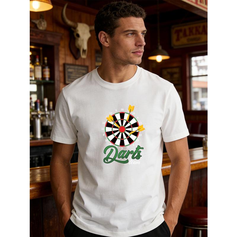 

Darts Print Short Sleeve Breathable Summer Tee XXL білий