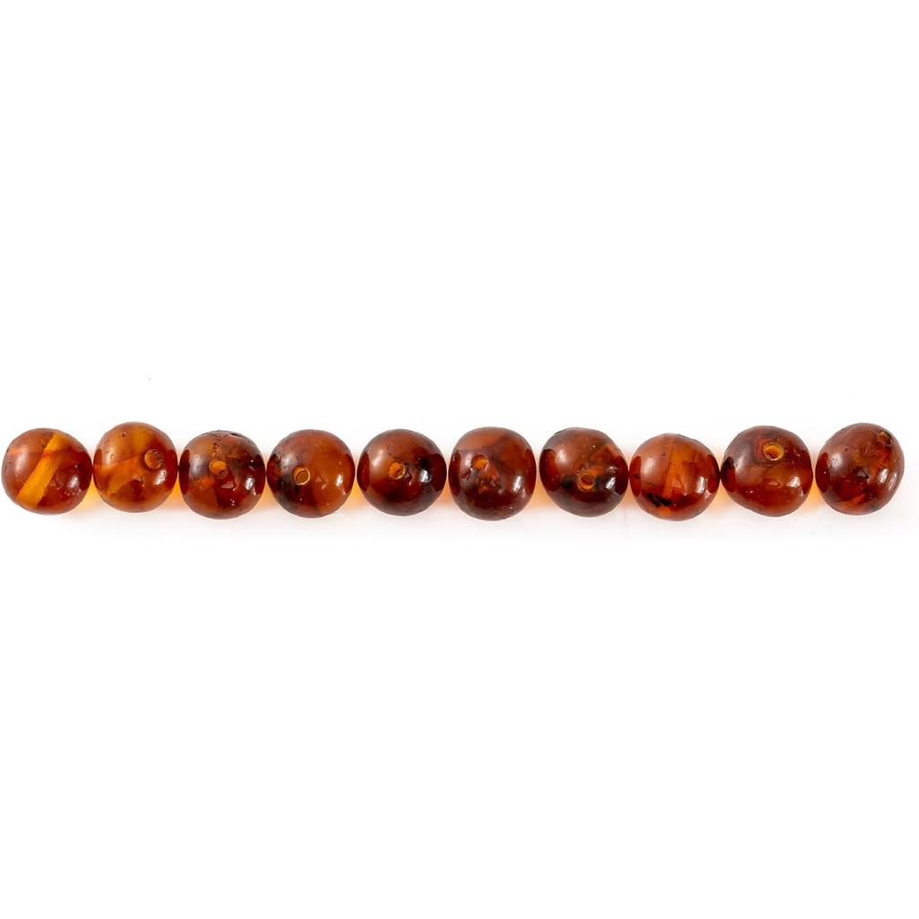 Baltic Polished Amber Loose Bead with drilled Hole - 10 Grams - 6-8 mm - Cognac
