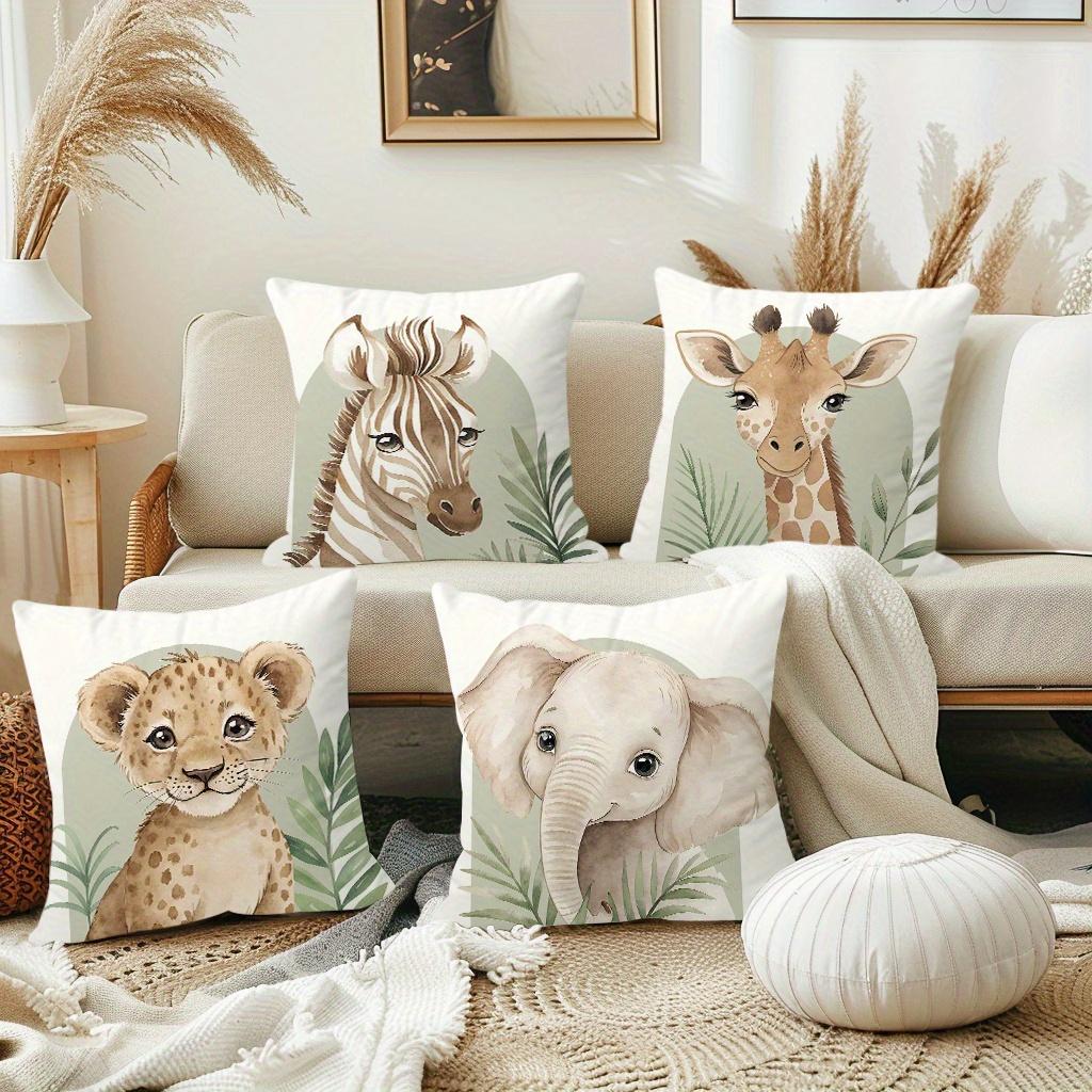 Watercolor Animals in the Mordani Theme Double-sided Printed pillow cover Short plush Suitable living rooms throw cushion cover