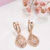 New  Rose Gold Natural Zircon Drop Earrings For Women Hollow Flower Ethnic Bride Vintage Jewelry Crystal Gift