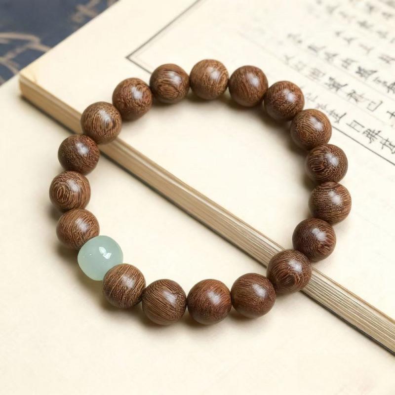 Golden Sandalwood Prayer Beads - Natural Wooden Hand String for Men & Women, Retro Tide Design, Scenic Area Gift.