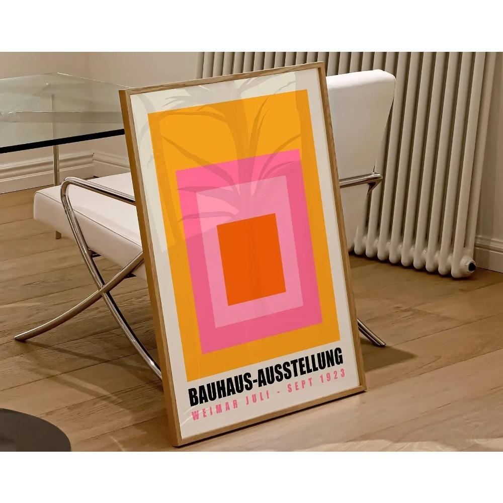 Mid Century Bauhaus Poster Geometric Wall Art Canvas Prints Living Room Bedroom Bright Colourful Artwork for Home Decor