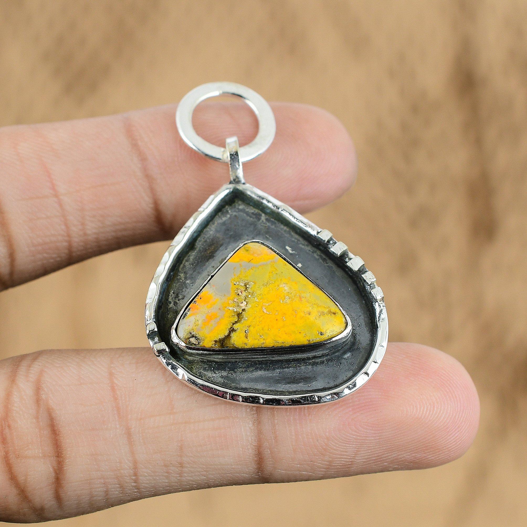 

Gift For Women Pendant 925 Sterling Silver Natural Bumble Bee Jasper Gemstone