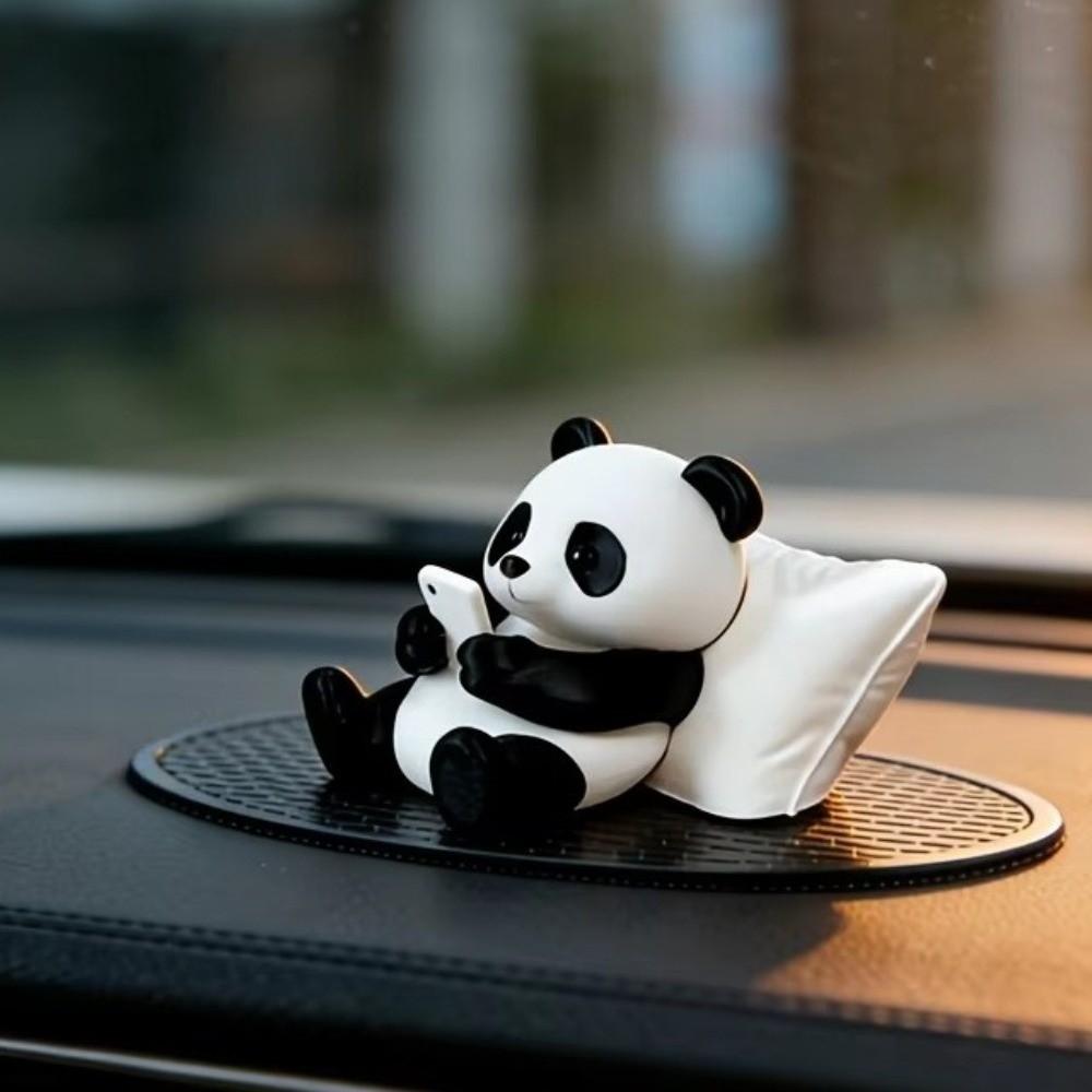 Simulated Lazy Panda Figurine Creative Panda Statue Funny Car Ornament Interior Decor