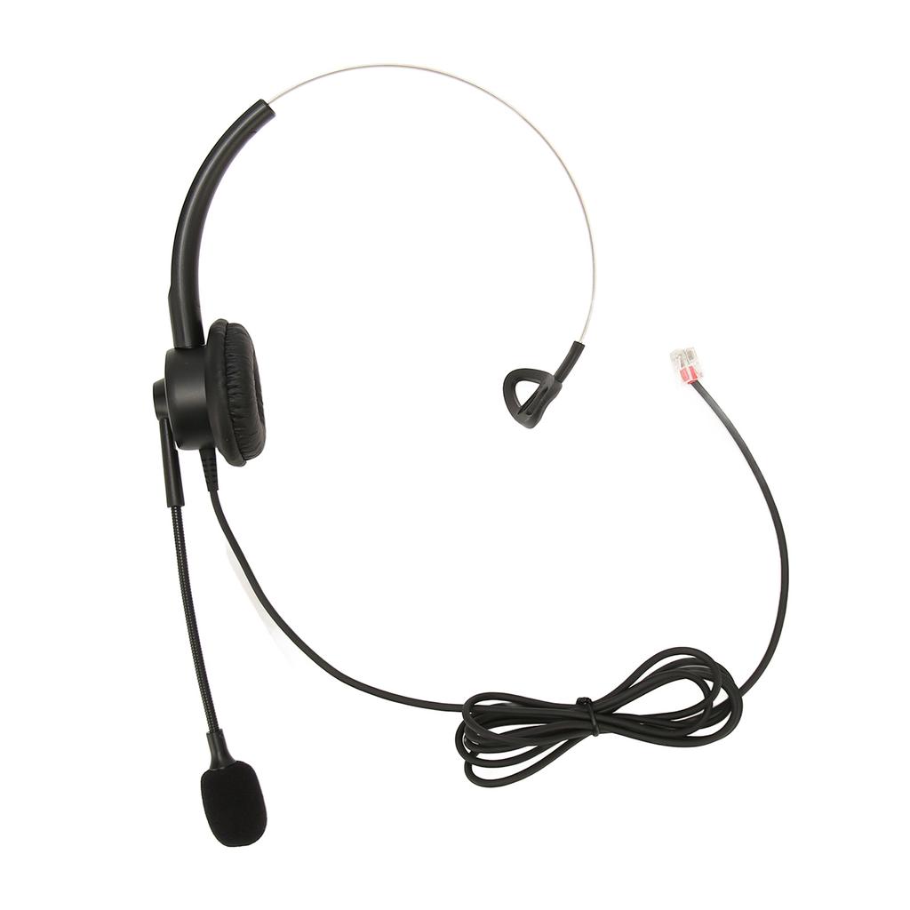 Telephone Headset Single Ear Professional Noise Canceling Adjustable Wired Phone Headset for Call Center Customer