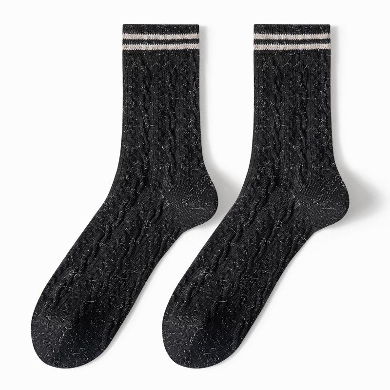 Female Autumn and Winter Trend Twist Anti Bacterial Deodorant Tube Socks