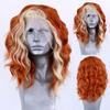 Peruci AIMEYA Sintetice cu Dantelă pe Margine Perucă Argintie Scurtă Ondulată pentru Femei Culoare Maro Roz Albastru Perucă Sintetică cu Dantelă Perucă Scurtă cu Dantelă Cosplay
