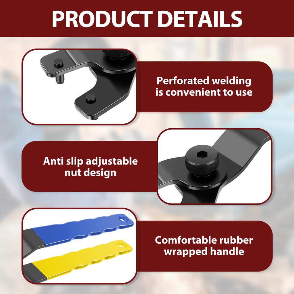 Angle Grinder Wrench Pin Spanner with Hex Key 5/8"-11 Adjustable Flange Metal Spanner for Most Grinder Bench Circular Saw