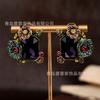Vintage Court Style Flower Colored Gemstone Earrings Classical Elegance Grandeur Antique High-end Goods