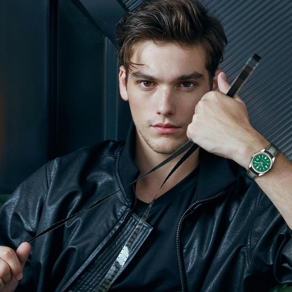AKNIGHT Watch Chronograph Analog Waterproof Watch Watch Quartz Date Fashionable Business Dress Leather Watch Elegant Gift for Men Men's Men's