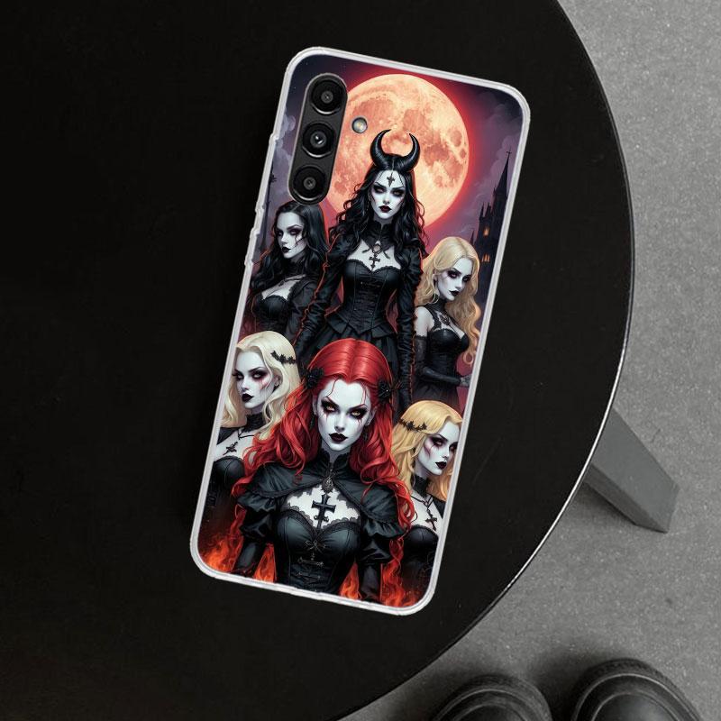 Halloween Moon Witch Horror Phone Case Cover for Samsung Galaxy A17 A16 A26 A36 A56 A57 A37 A15 A25 A35 A55 A14 A24 A34 A54 A13