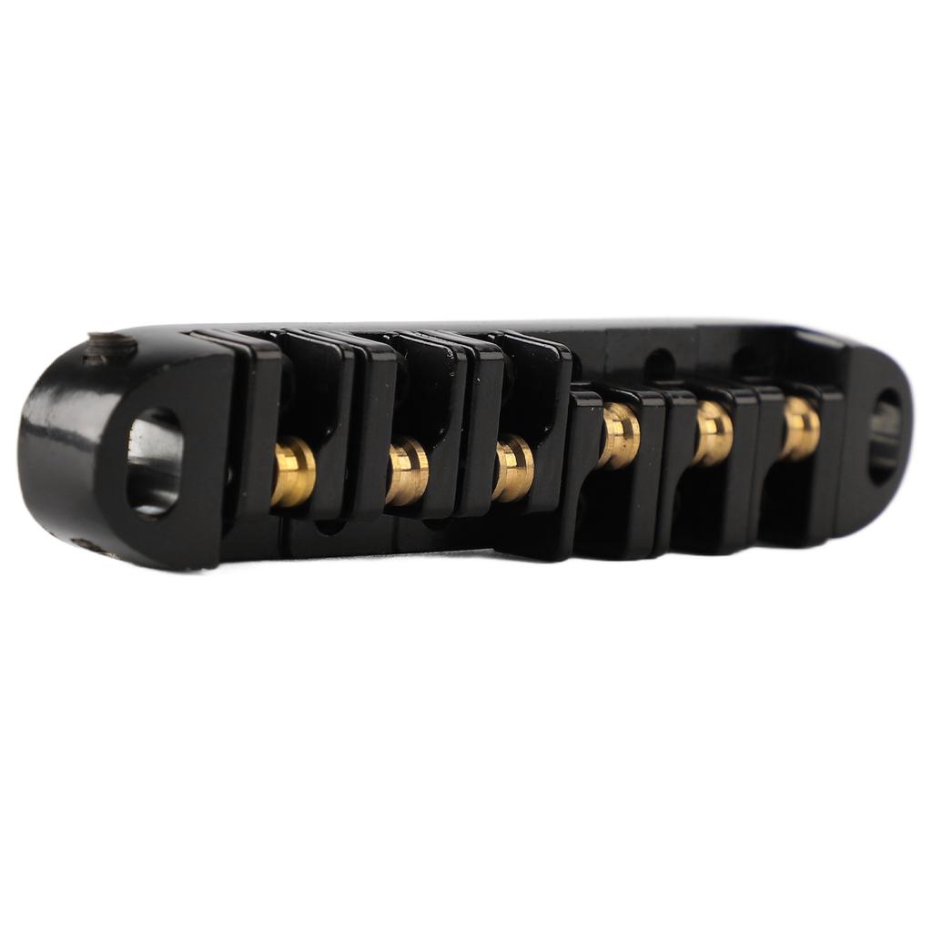 Guitar Roller Saddle Bridge Aluminium Alloy Black Tune Tailpiece Bridge Replacement with Threaded Post for 6 String