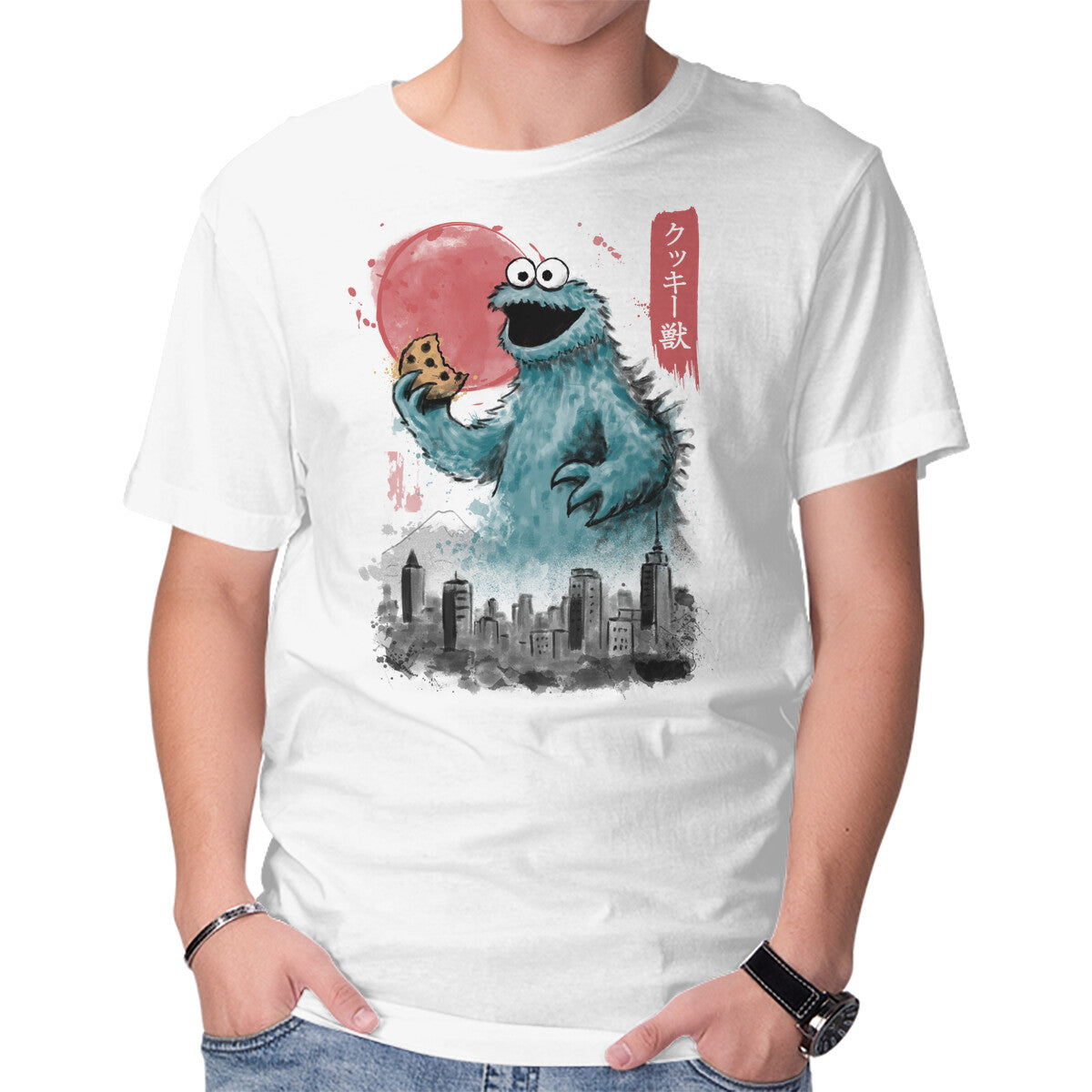 Unisex Crew Neck T-Shirt Cookie Kaiju Graphic Short Sleeve Casual Tee S