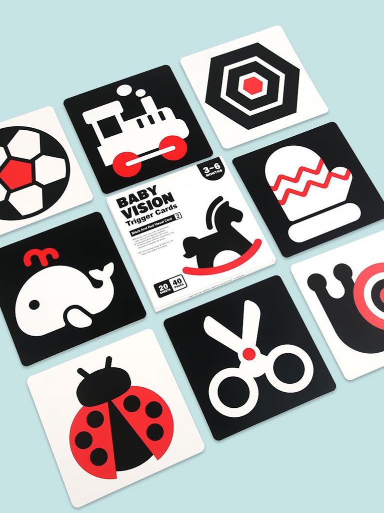 Baby Montessori Schwarz Weiß Karte, Hochkontrast Visuelle Stimulation Lernaktivitätskarten, Frühe Bildung Säuglingsgeschenk